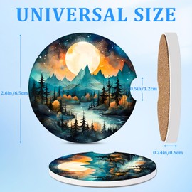 Car Cup Holder Coaster - Mountains Nature Scenery 2 Pack Absorbent for Cup Holders,Universal Anti Slip Insert Absorbent Ceramic Car Cup Holder Coaster with A Finger Notch