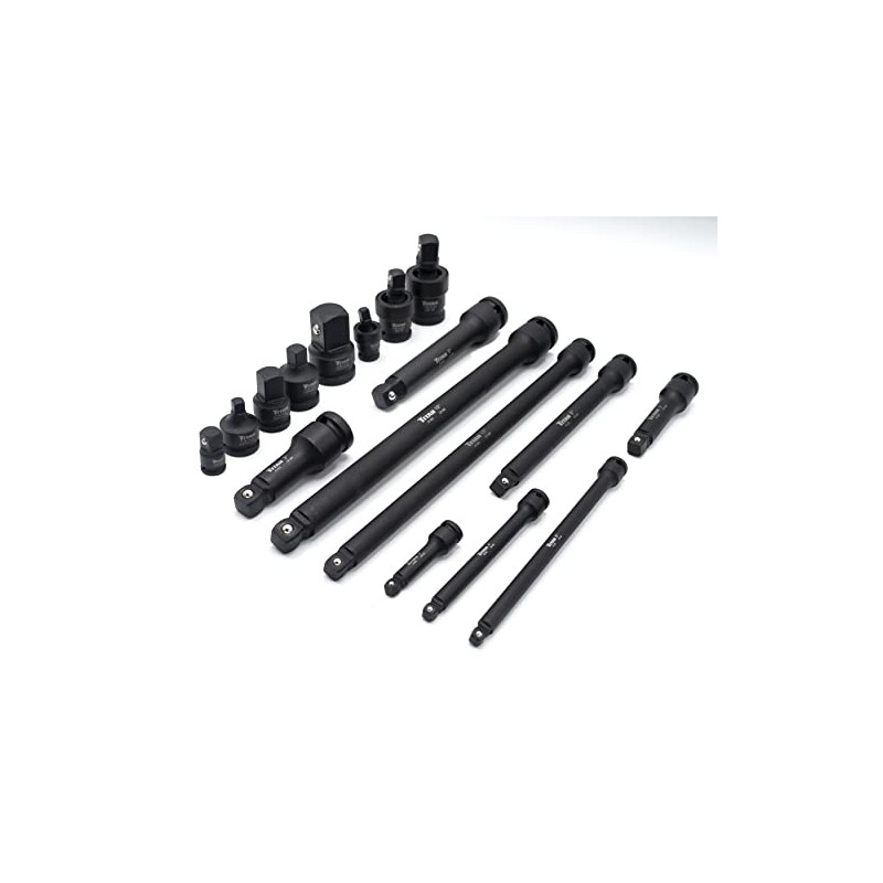 Titan 81483 17-Piece Impact Adapter Set Includes Universal Joints, 1/4-Inch,