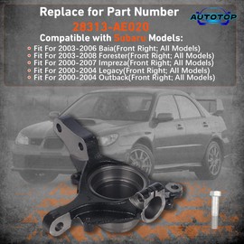Front Right Steering Knuckle Compatible with Subaru Forester 2000–2008, Impreza 2000–2007, Legacy Outback 2000–2004, Baja 2003–2006, Replace 28313-AE020