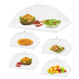 5 Pack Food Tents Food Covers for Outdoors Mesh:1 Extra Large 40x24 Inch & 4 Large 17x17 Inch Pop-Up Food Covers,Food Nets for Outdoors,Collapsible and Reusable Food Cover