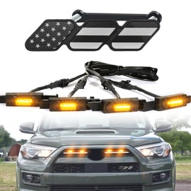 Led Grill Grille Light for 2021 2022 2023 2024 Toyota 4Runner Sr5 Limited TRD-pro Sport Off-Road Front Raptor Lights for Toyota 4Runner Emblems (Amber Lights+Emblems)