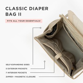 Freshly Picked Classic II Diaper Bag Backpack, Wipeable Vegan Leather Diaper Bag With Changing Pad, Convertible (Birch V2)