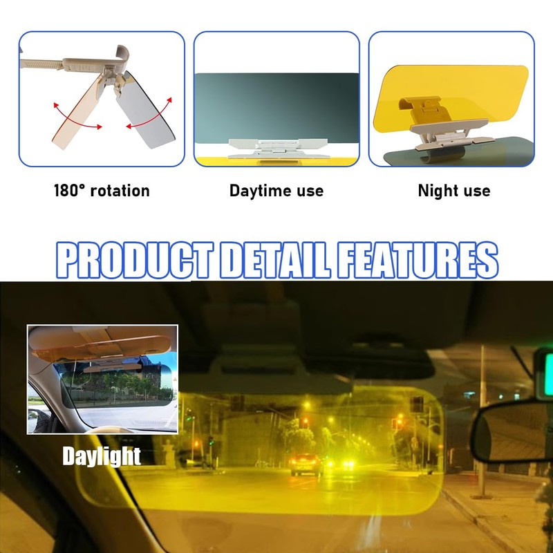 Suvnie 2 in 1 Day and Night Anti-Glare Visor, Automobile