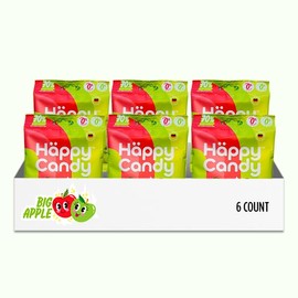 Häppy Candy - Big Apple | NYC-Inspired Red & Green Apple Gummy Candy | 70% Less Sugar, Vegan, Gluten-Free | No Fake Sugars, Naturally Colored | 6 x 1.8oz Bags | Plant-Based, Low Sugar Candy - 6 pack