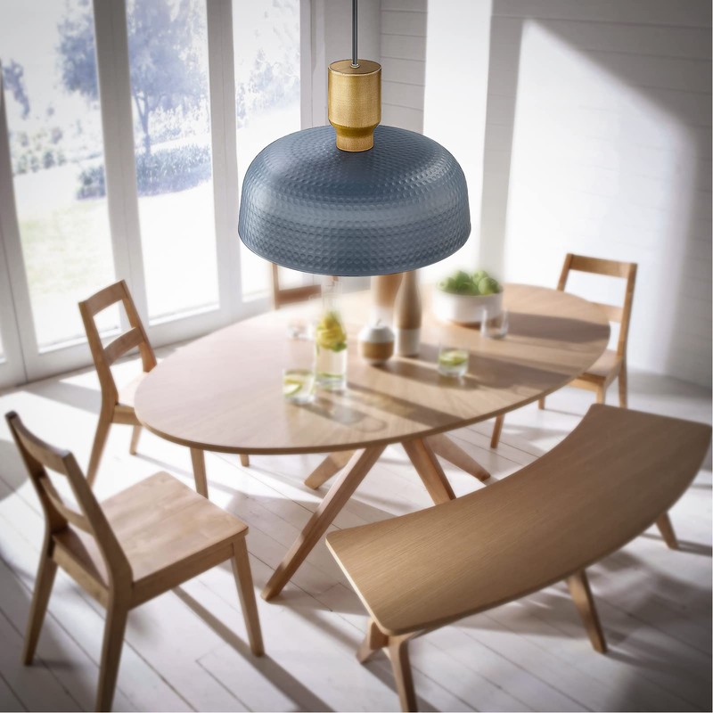 Darkaway Pendant Light Fixtures Ceiling Hanging with Hammered Metal Shade,