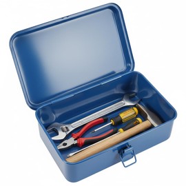 Housoutil Portable Tool Box Repair Tool Storage Container General Tool Box Hardware Case Craft Storage Toolbox for Tools Metal Tool Boxes Hand Carry Blue