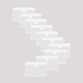 Baitoo Adhesive Clear Pockets,Self Adhesive Clear Label Pockets Adhesive Card Folder Plastic Pockets Holders Sleeves for Index Cards Planners Cabinet Shelves Photo Cd,10Pieces(100x55mm)