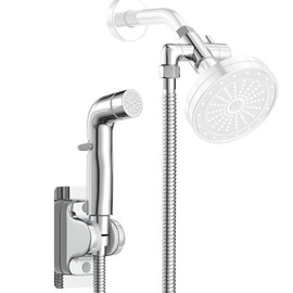 Dog Shower Attachment Metal, YDmeet Pet Washing Hose Attachment for Fast & Clean Bathing, Brass 3 Way Diverter, Adjustable Sprayer wtih Turn Off, 8 ft Hose and Holder, Chrome