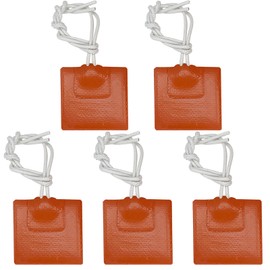 Harissess 5PCS Electric Silicone Rubber Heating Pad,12V 7W Flexible Heating Baking Mats Electric Blanket Flexible Mat Constant Temperature 200℃ Max (40x40mm）