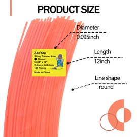 150 Pieces Precut Round .095 Inches by 12 Inches Length Grass Trimmer Line