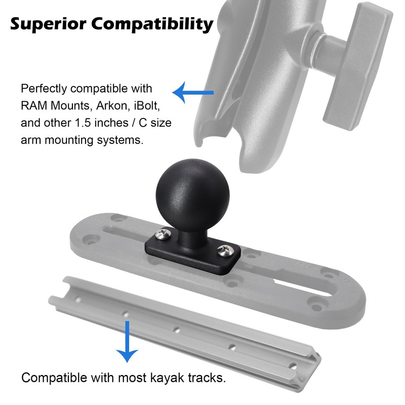 WINDFRD C Size 1.5" Track Ball Mount Base for Boat