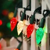 BOHON Red White and Green Christmas Lights Outdoor Faceted C6