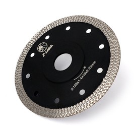 5 inch Diamond Saw Blade Continuous Wide Turbo Teeth,Super Thin Diamond Cutting Blade with Cooling Holes for Granite Marble Concrete Stone Brick