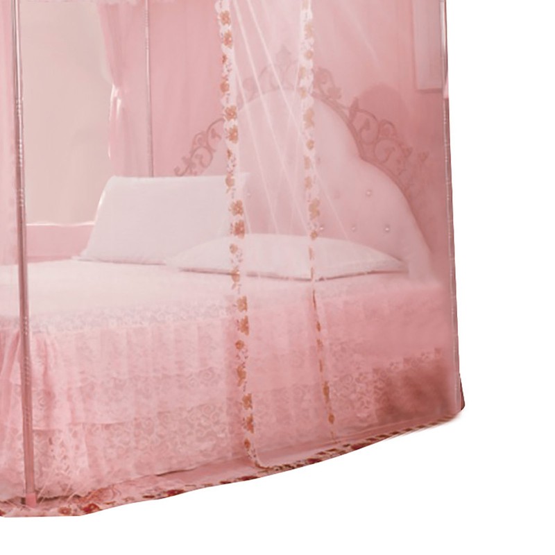 Luxury Princess 3 Side Openings Post Bed Curtain Canopy Netting