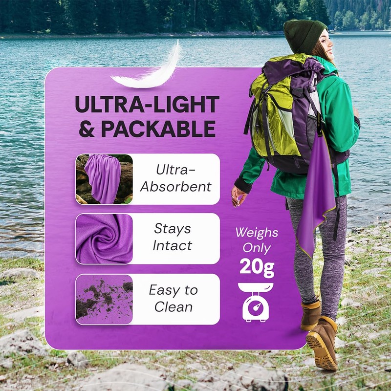 Toalla ultraligera de secado rápido (morado)