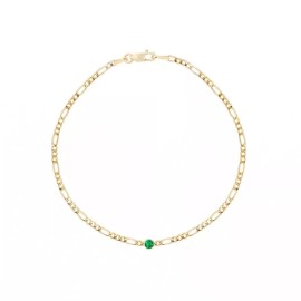 Zard Figaro Chain Bracelet with Blue CZ Accent in 14k Gold Plating