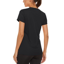 TACVASEN Women's Workout Shirts Athletic Short Sleeve Summer Sun Protection UPF 50+ Running Outdoor Tops Black L
