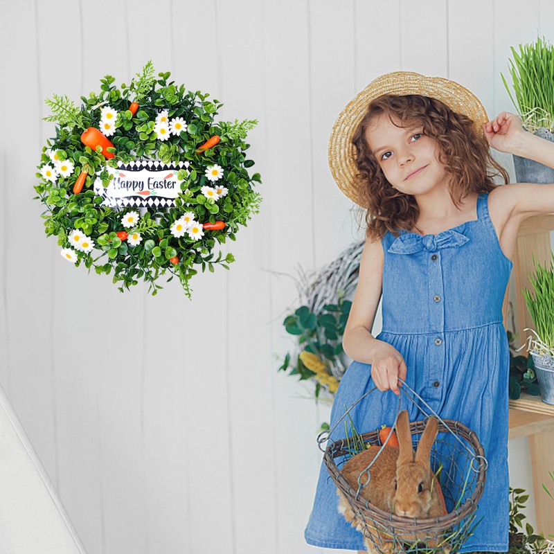 Easter Carrot Wreath Daisy Eucalyptus Wreath Indoor Outdoor Happy Easter