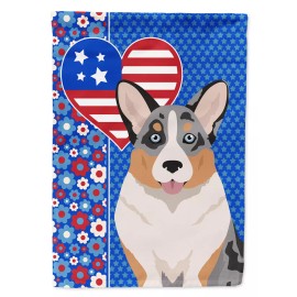 Blue Merle Cardigan Corgi USA American Flag Garden Size WDK5299GF