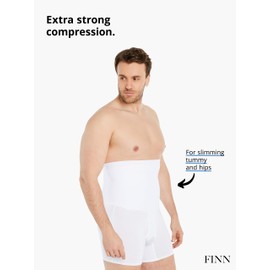 FINN Men's Shapewear Boxer Briefs with Tummy Control – Figure-Shaping Body Shaper Compression Shorts – High-Waisted Girdle Pants for Men Made from Cotton White L