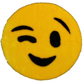 Walk on Me Emoji Rug - Soft and Cute - Made in France - Perfect Emoji Mat Fit for Any Room - Dorm Bed Bathroom Kids Room Emojis (Wink)