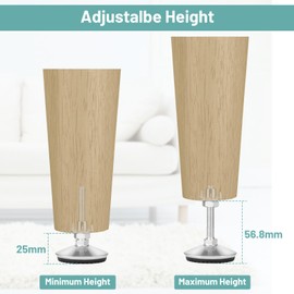 lalago Set of 4 Furniture Feet, Table Feet, Adjustable, M10 x 50 mm, Metal Table Legs, Adjustable Feet, Height Adjustable, Table Feet Legs with Adjusting Screw for Furniture Legs