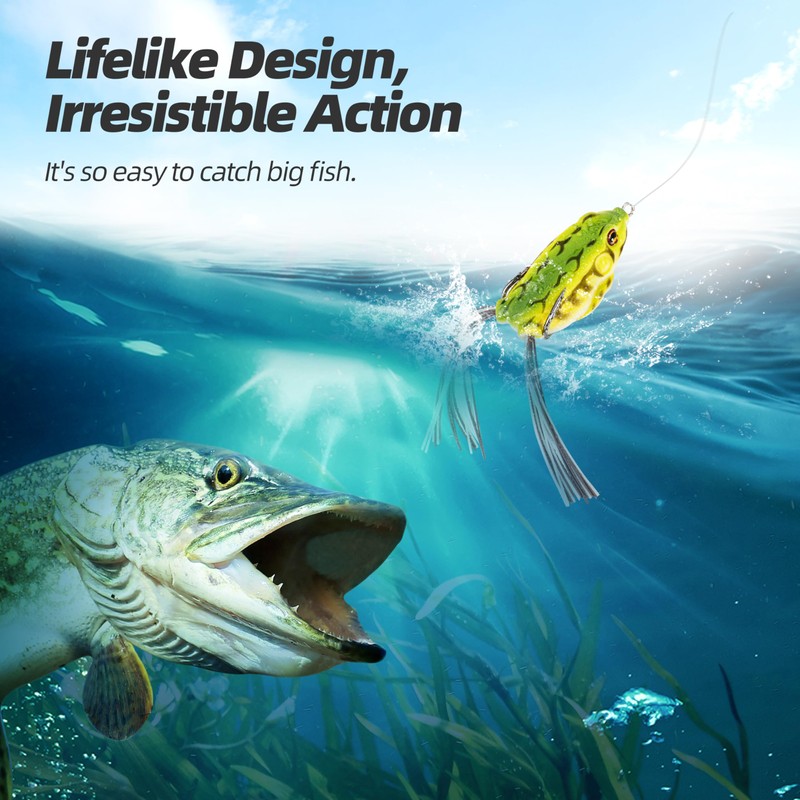 Probite Soft Frog Lures, Topwater Swimbaits for Bass Fishing, Realistic