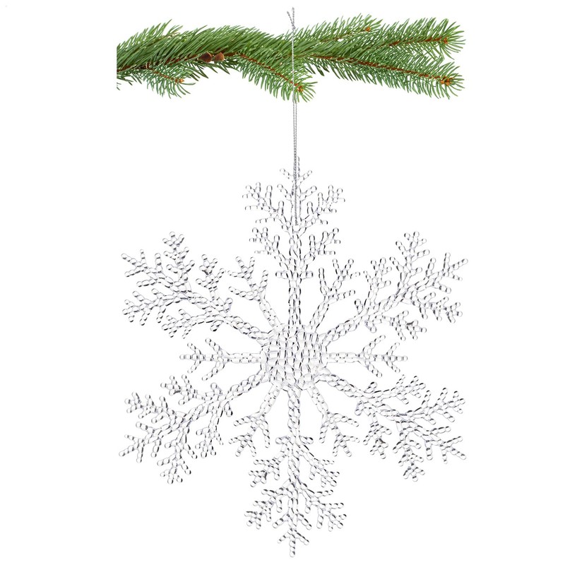 com-four® 3 x Large Decorative Snowflakes Pendant - Transparent Snowflake