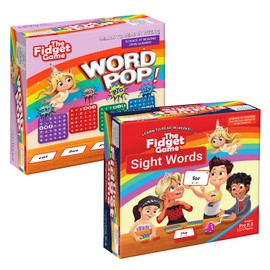 THE FIDGET GAME Ultimate Reading Bundle - Flashcards and Pop Fidget Toys for Kids Pre-K to Third Grade - Learning Activities and Games for High-Frequency Dolch Sight Words - Includes Mats and Dice
