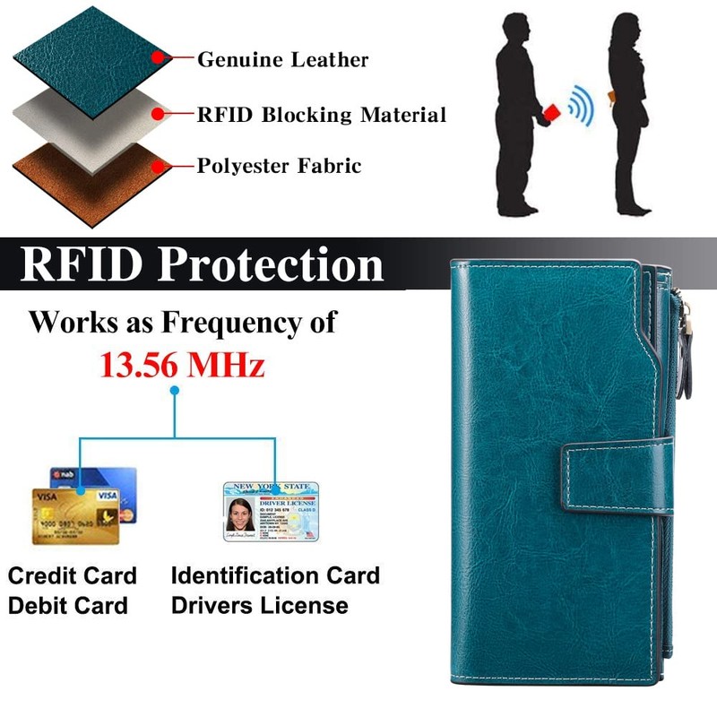 SENDEFN Ladies Purse,Large Capacity Genuine Leather Women's Wallet with Multiple