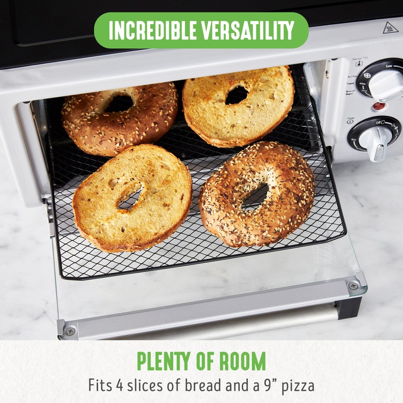 GreenLife Countertop Toaster Oven Air Fryer Stainless Steel, Healthy Ceramic