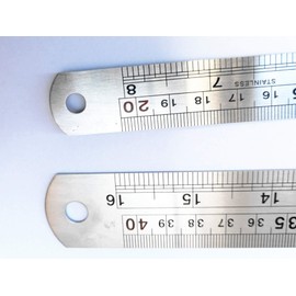16 Inch/40cm w 8 Inch/20cm Metal Metric Rigid Straight Edge Ruler for Measuring 2 Pack