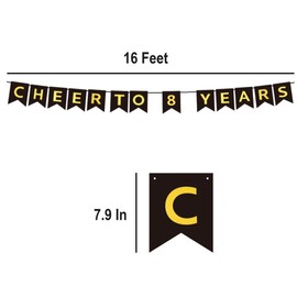 CHEERS TO 8 YEARS Banner, Pre-Strung, Black Gold 8th Birthday and Anniversary Party Decorations, Happy 8th Birthday Banner, Eight Anniversary Party Banner, 8 Year Old Blessed & Loved Banner
