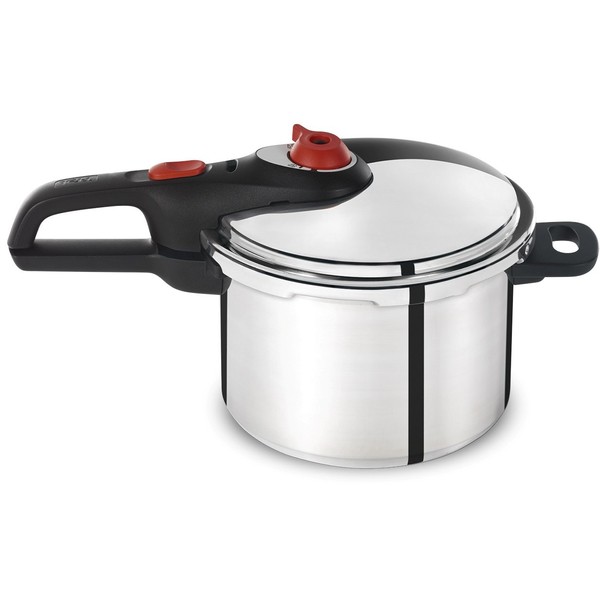 T-fal P2614634 Secure Aluminum Initiatives 12-PSI Pressure Cooker Cookware, 6-Quart, Siver