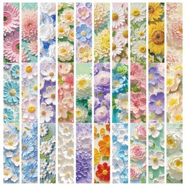 Pack of 30 Oil Painting Flower Bookmarks Paper Flower Bookmark Aesthetic Colourful Flowers Bookmark Girls Unique Flowers Book Marks Floral Bookmarks For Reading Bookmark Aesthetic Reading Accessories