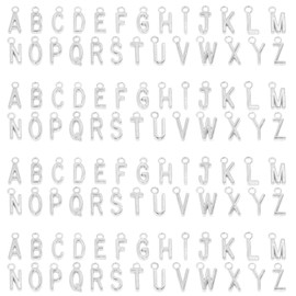 Shapenty 4 Sets Alloy Metal A-Z Alphabet Letter Charms Spacer Beads for DIY Craft Bracelet Wristbands Necklace Choker Keychain Jewelry Making Finding, 4pcs of Each Letter, 104PCS (Antique Silver)