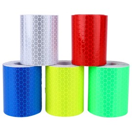 Reflective Safety Warning Tape,Reflective Tape,Fluorescence Pure Safety Reflective Car Wall Sticker Warning Tape Roll Film Sticker Conspicuity Tape Roll 5 Colors Optional 5cm x 300cm PVC Material