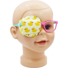 Parche para ojos astrópico 3D de algodón y seda para niños | Parche para ojos para niñas | Parche médico para niños con ojo perezoso (pato amarillo, ojo derecho)