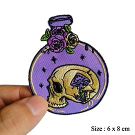 CHBROS Skeleton Skull Bottle Embroidered Patch Applique Iron/Sew on Patches for Clothing Jackets T-Shirt Backpacks.…