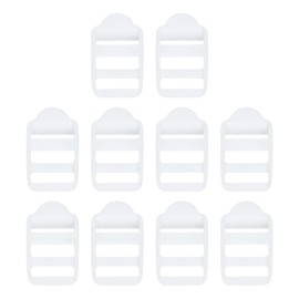 SUIKIHUM 10 Pack Plastic Ladder Slider, 1 Inch(25mm) Backpack Buckle Tri-Glides Clip, Adjustable Lock Buckle for Belt Strap, White