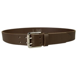 30-34 inch (S), Dark Brown, Nickel Plated Solid Brass Double Prong Buckle Mens Quality 1.5" Wide Leather Belt Made In UK
