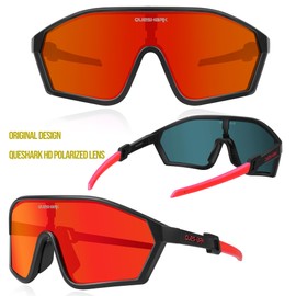 Queshark Polarised Cycling Glasses - Cycling Glasses for Men and Women - UV400 Protection, Sports Glasses MTB & Snowboard Accessories