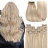 YoungSee #18/613 Clip-In Real-Hair Extensions, Blonde, Light Blonde with Strawberry