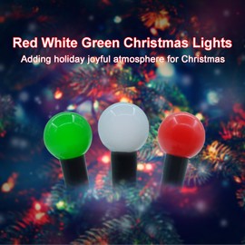 BSGlobal Christmas String Lights Battery Powered 16.4Ft 50LED Red White Green Globe String Lights with Timer 8 Modes Waterproof Fairy String Lights for Indoor Xmas Tree Holiday Party Outdoor Decor