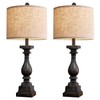 BOBOMOMO 27" Farmhouse Table Lamp Set of 2 with USB
