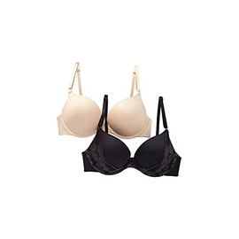 Self Expressions Women's Convertible Push Up Bra - 2 Pack, 5809, Black/Excalibur/LLF, 34D