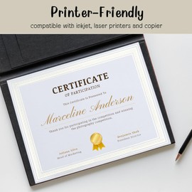 100 Count Certificate Paper 8.5 x 11 for Printing,Blank Silver Foil Border,Award Certificate Paper for Business,Graduation Diploma,School and Achievement (White)