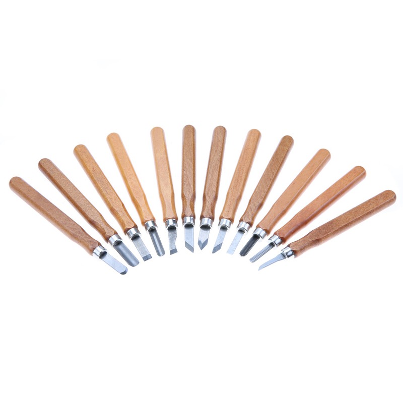 12Pcs Woodcut Knife Set Hand Wood Carving Chisels DIY Woodworking