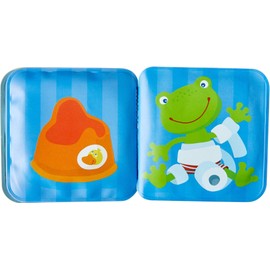 HABA 1304710 Mini Badebuch Frosch Fritz, mit Rassel – Baby Buch zum Planschen und Entdecken
