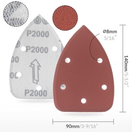 YoiYee Professional Mouse Detail Sandpaper 140x90mm 2000 Grit 10 Pack with 5 Holes Velcro Backing Premium Quality Sanding Pads for Effortless Finishing